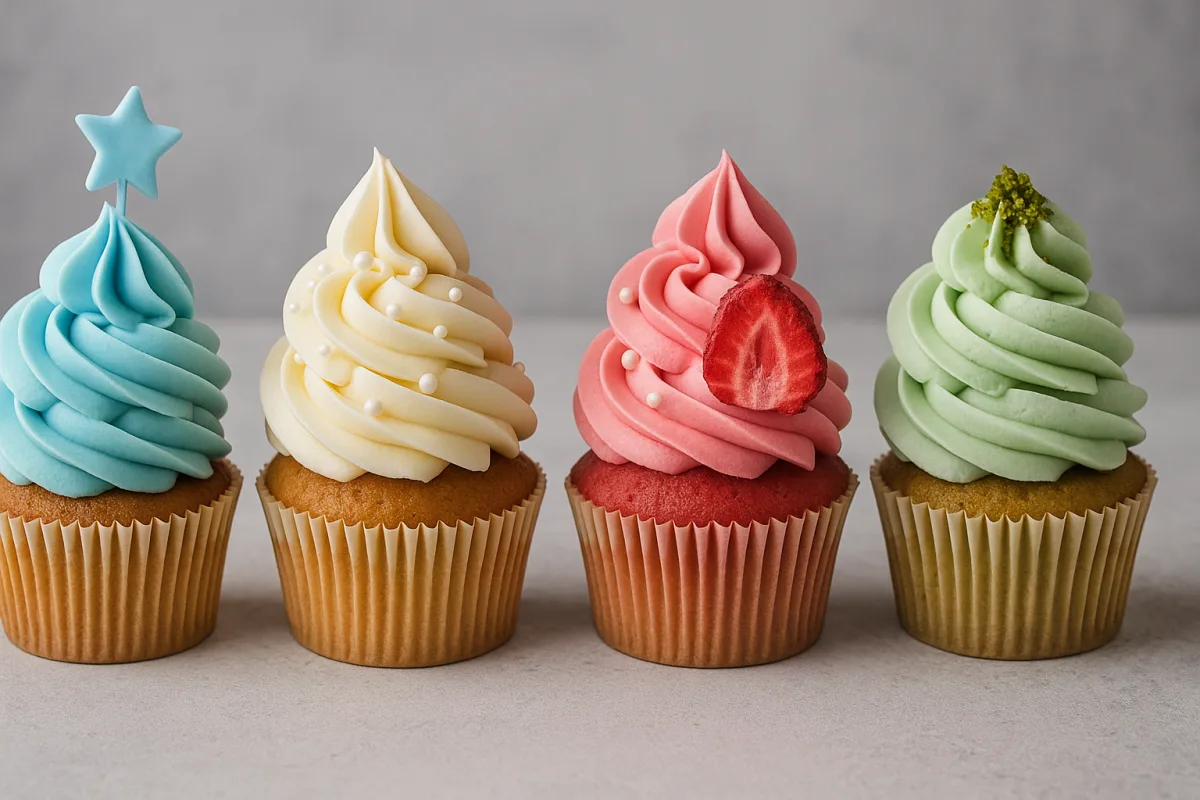 Cupcake decorati in stile moderno: il tipo di crema che tiene la forma anche con decorazioni alte
