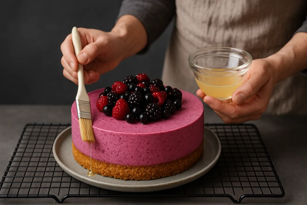 Torta mousse ai frutti di bosco con base croccante: il passaggio per mantenere la base asciutta a lungo