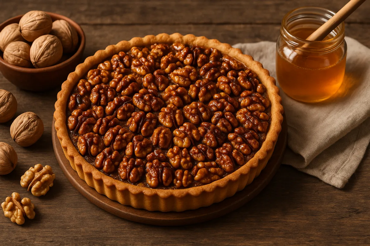 Crostata alle noci e miele ricca di sapore: la tostatura perfetta che valorizza la frutta secca
