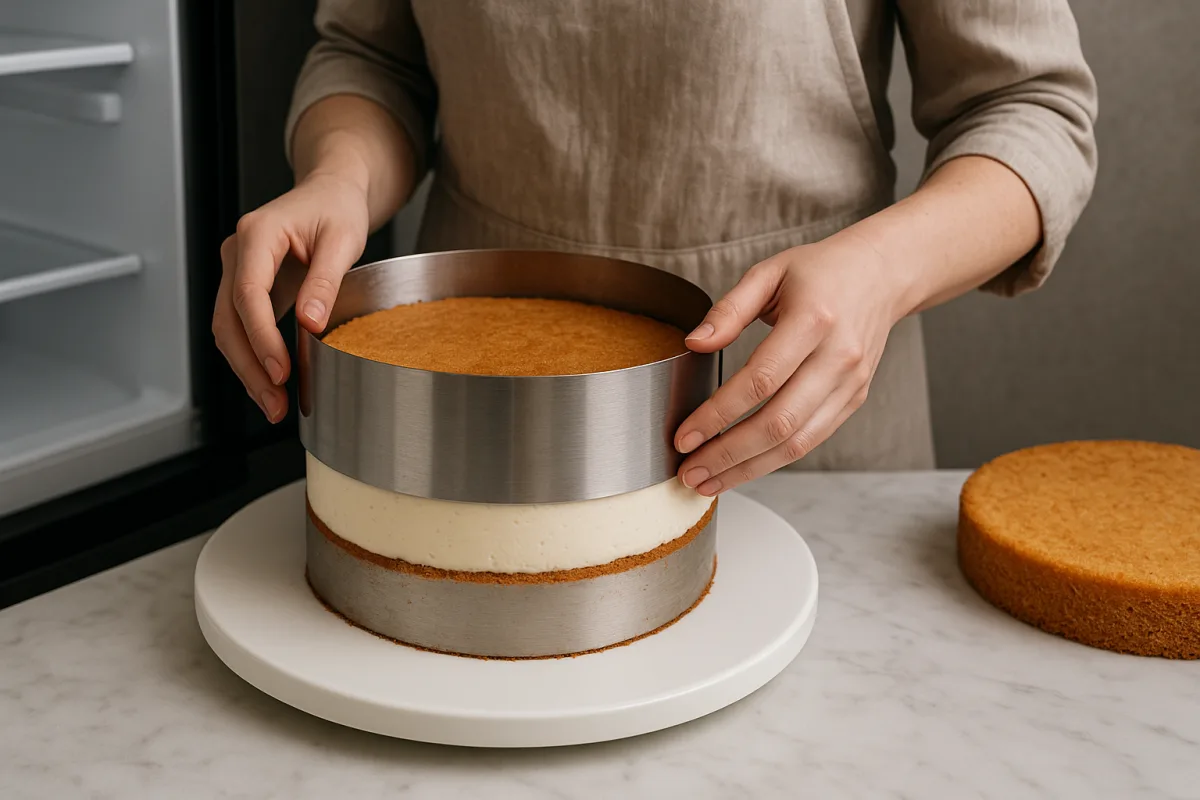 Come montare una torta a strati moderna senza che si sposti? Il trucco dell’anello e il riposo in frigorifero