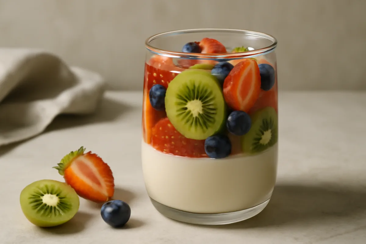 Dessert al bicchiere con inserti di frutta: il gel di copertura che li mantiene visibili